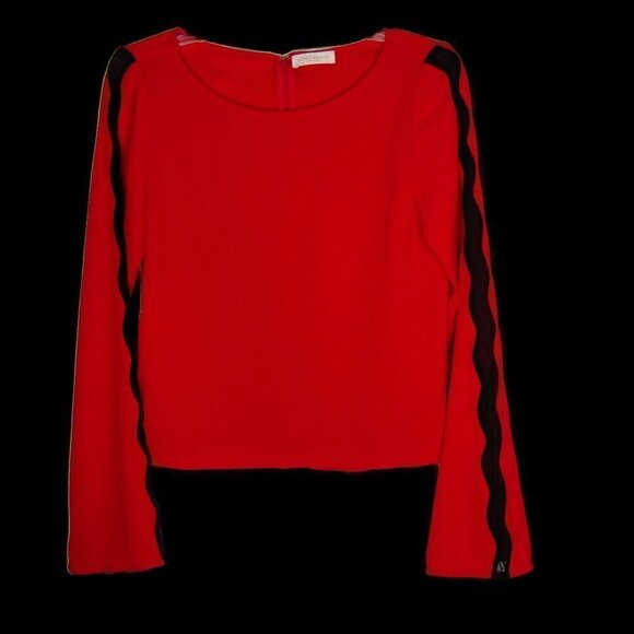 Ramy Brook - Red/Black Long Sleeve Top - Picture 1 of 4